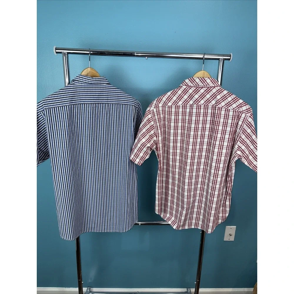 Vintage Polo Ralph Lauren Short Sleeve Button Up Shirt Plaid XL Preppy Lot Of 2